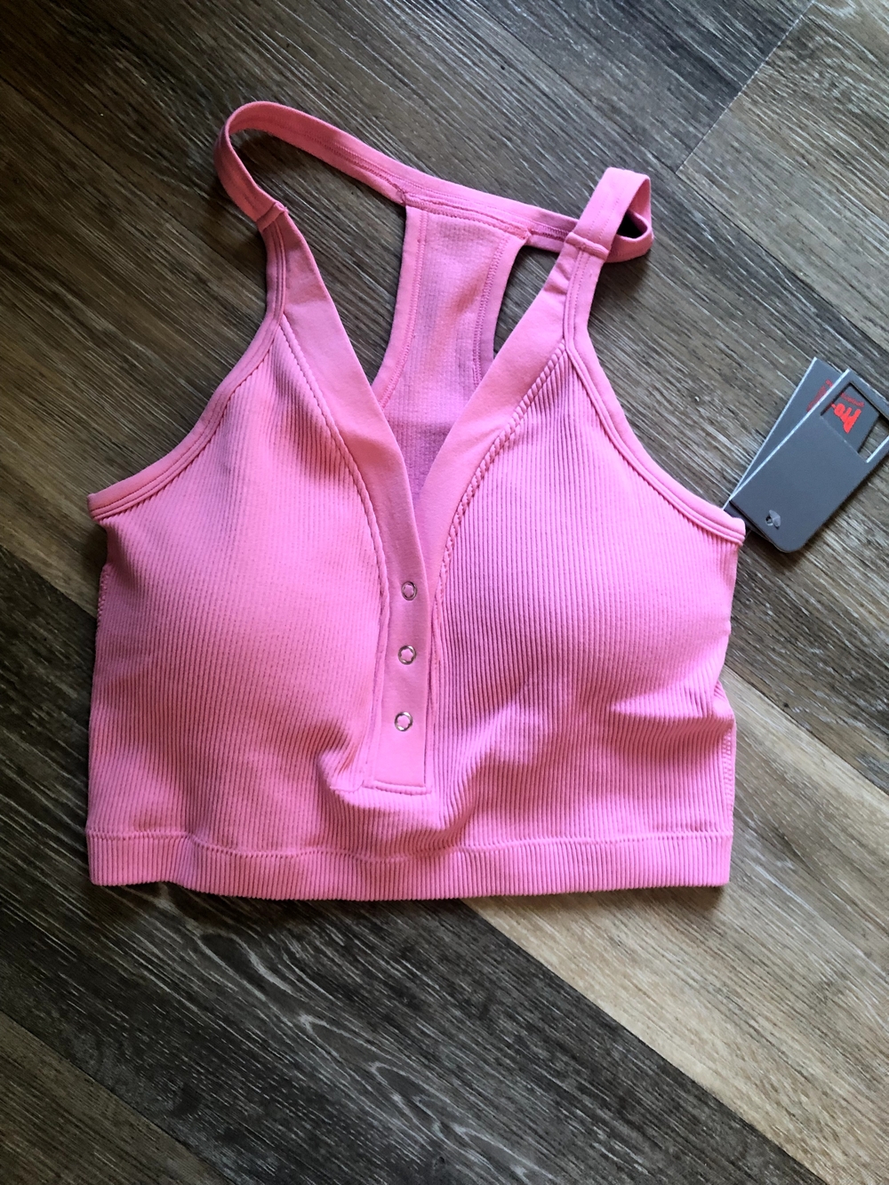 2 for $22 ~ Pink Ribbed Snap-Front Racerback Sports/ Yoga Bra